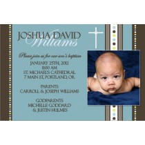 Communion / Baptism Photo Invitation 6 - Blue