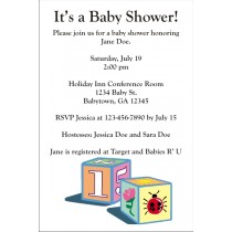 Baby Blocks Invitations (Black Text)