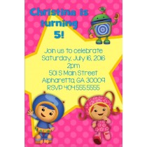 team umizoomi party invitation pink