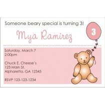 Teddy Bear with Pink Balloon Invitation