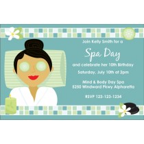 Spa Day Birthday Invitation - Choose a Skin Tone / Hair Color