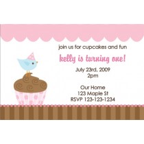 Cupcake Birdie Invitation