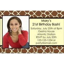 Giraffe Animal Print Photo Invitation (ALL COLORS)