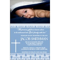 Communion / Baptism Photo Invitation 2 - Blue