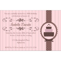 Pink Brown Birthday Cake Invitation