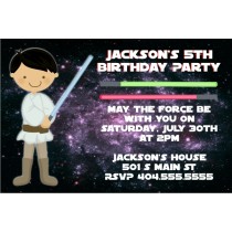 Star Wars Inspired Jedi Invitation -Dark Hair