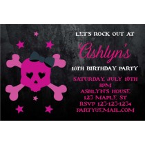 Pink Skull Grunge Gothic Emo Punk Invitation