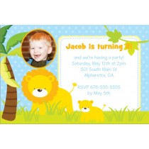 Jungle Fun Photo Invitation  - Lion and Cub