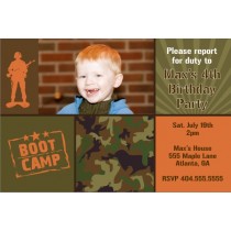 Army Military Boot Camp Photo Birthday Invitation