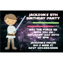 Star Wars Inspired Jedi Invitation - Light Brown Hair