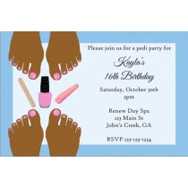 Pedicure Party Invitation - Brown Skin