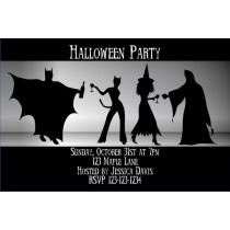 Adult Halloween Costume Party Invitation - Batman, Catwoman, Witch, Ghost