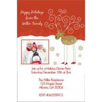 Christmas Reindeer Holiday Card Party Invitation - Photo