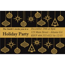 Black and Gold Ornaments Christmas  Holiday Card Party Invitation
