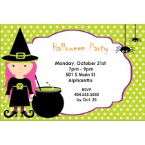 Pink Hair Witch Halloween Party Invitation