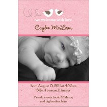 Precious Birds Pink Girl Photo Birth Announcement Card