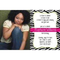 Zebra stripes print photo party invitation