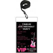 rock star pink guitar vip pass invitation
