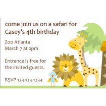 Jungle Invitation - Giraffe, Lion, Bird