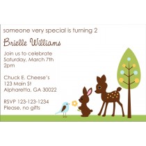 Forest Friends Invitation - Deer, Bunny, Bird