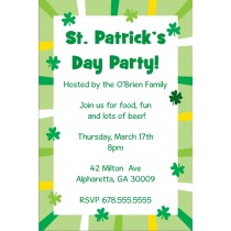 St. Patrick's Day Party Invitation - Shamrock Border