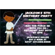 Star Wars Inspired Jedi Invitation -Brown Skin