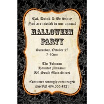 Black Spider Web Halloween Party Invitation