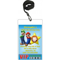 Super Mario Luigi VIP Pass Invitation with Lanyard