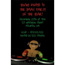 Gingerbread DJ Christmas Holiday Party Invitation