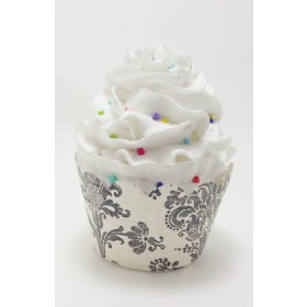 Vintage Black Damask Cupcake Wrappers - 24ct