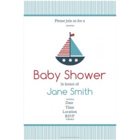 Nautical Sail Boat  Baby Shower Invitation