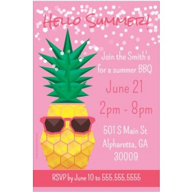 Pineapple with Sunglasses Summer Theme Party Invitation