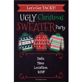 Ugly Christmas Sweater Party Invitation Chalkboard Style