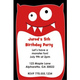 Little Monsters Invitation - Kooky Red