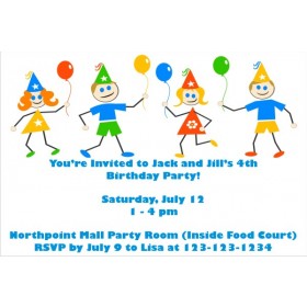 Kids with Balloons Birthday Party Invitations