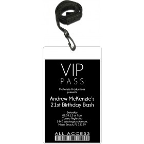 Sleek VIP Pass Invitation with Lanyard - Editable Background Color