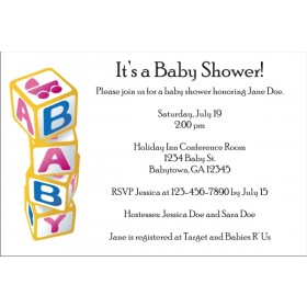Baby Blocks Baby Shower Invitation