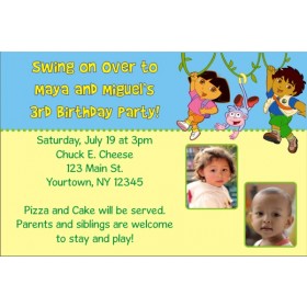 Dora and Diego Photo Invitations (2 Photos)