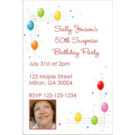 Colorful Balloons Invitation with Optional Photo
