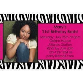 Zebra Animal Print Photo Invitation (ALL COLORS)