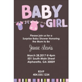 Baby Girl Clothes Baby Shower Invitation