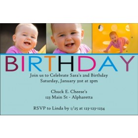 Birthday Photo Invitation (Blue)