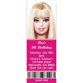 Barbie Ticket Style Invitations (slim style)