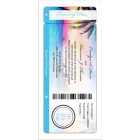 Beach Paradise Destination Wedding Boarding Pass Invitation