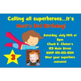 Superhero Superman Inspired Birthday Invitation