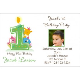 Party Animals 1st (First) Birthday Photo Invitation