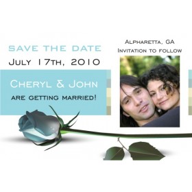 Blue Rose Save the Date Photo Invitation