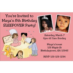 Slumber Party / Sleepover Photo Invitation - Choose a background color