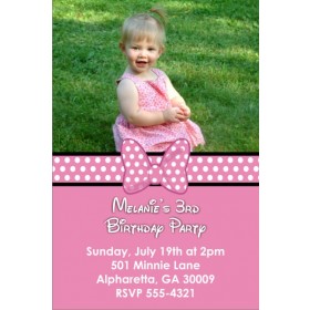 Pink Bow Photo Invitation (Similar to Minnie Mouse)