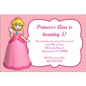 Princess Peach Birthday Party Invitation - Super Mario